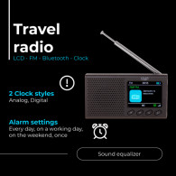 AD 1198 Bärbar radio - LCD - FM - Bluetooth - klocka
