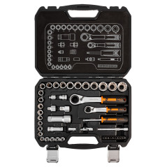 Set med genomgående hylsor 1/4' + 3/8', 46 st.