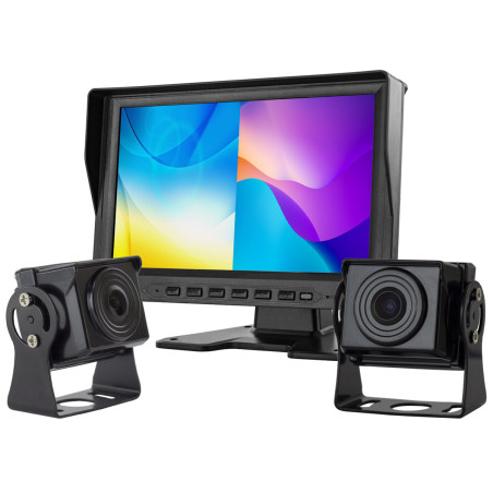 Bilskärmen 9 tum AHD 4-pin med inspelningsfunktion 12V 24V + 2 AHD-kameror