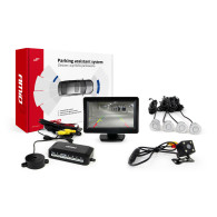 Parksensorset TFT01 4,3' med kamera HD-315-LED 4 silverfärgade sensorer