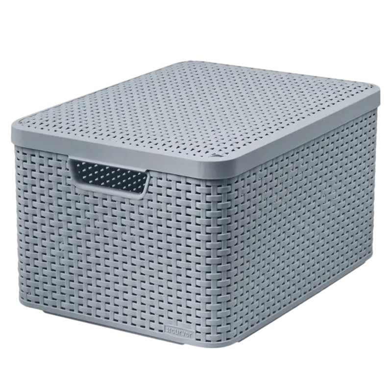 Korg med lock Curver Rattan Style L ljusgrå