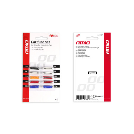 Säkringar för bilar cylindriska 10 stycken.