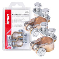 Kopplingsklämmor för batteri, mässing, 600A, 2 st i blisterförpackning, artikelnummer amio-01161.