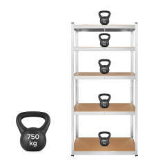 Metallhylla för förvaring 180x90x40 silver Rebel