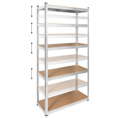 Metallhylla för förvaring 180x90x40 silver Rebel