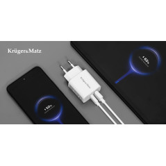 Nätadapter Kruger&Matz GaN med dubbla USB-portar med Power Delivery- och Quick Charge-funktioner