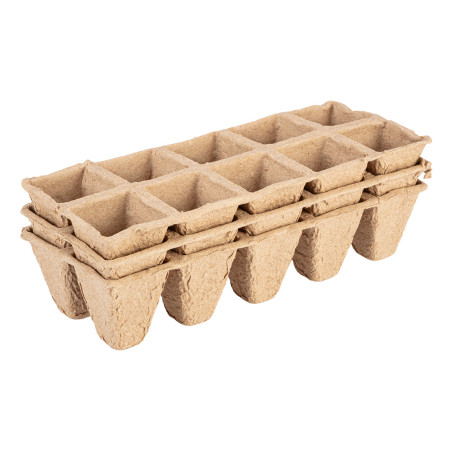 Torvplanter små (2x5 hål) 22 x 8,5 x 5,5 cm, 10 stycken