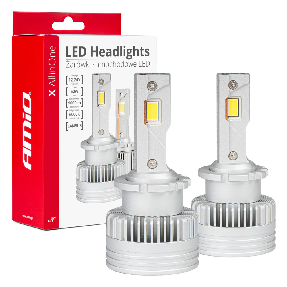 Lampor, LED-strålkastare x allt-i-ett D2S D2R D4S D4R 6000K Canbus AMIO-03670
