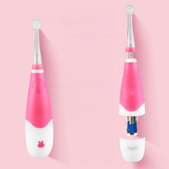 Sonic-tandborste för barn från SEAGO, rosa färg, 1xAAA 1,5V (batteri ingår ej), 4 borsthuvuden, SG-902 Pink.
