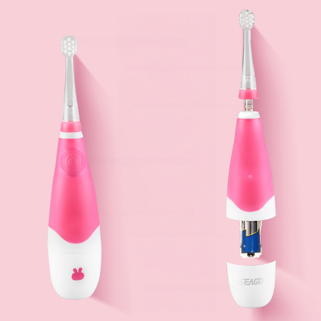 Sonic-tandborste för barn från SEAGO, rosa färg, 1xAAA 1,5V (batteri ingår ej), 4 borsthuvuden, SG-902 Pink.