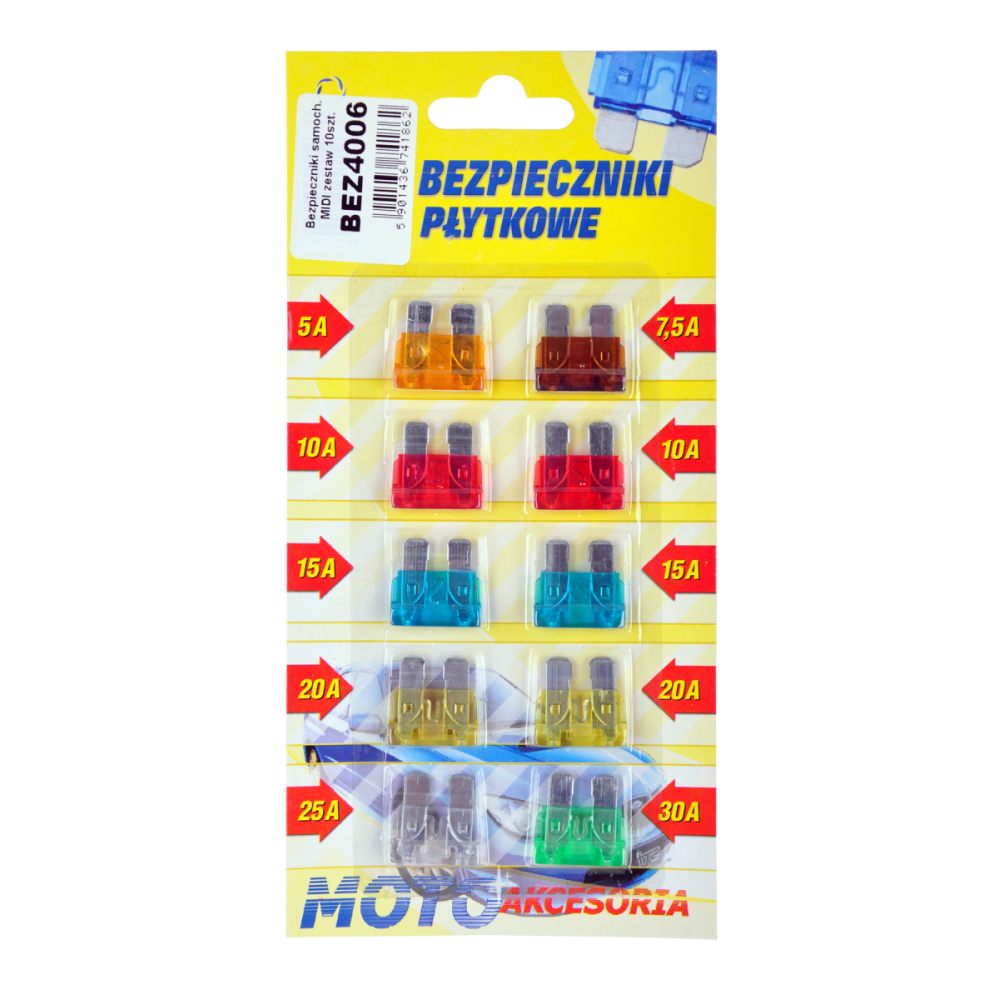 Säkringar för bilar MIDI set 10st - blister Säkringar för bilar MIDI set 10st - blister