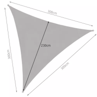 Solsegel 3x3x3m grå Gardlov 23147