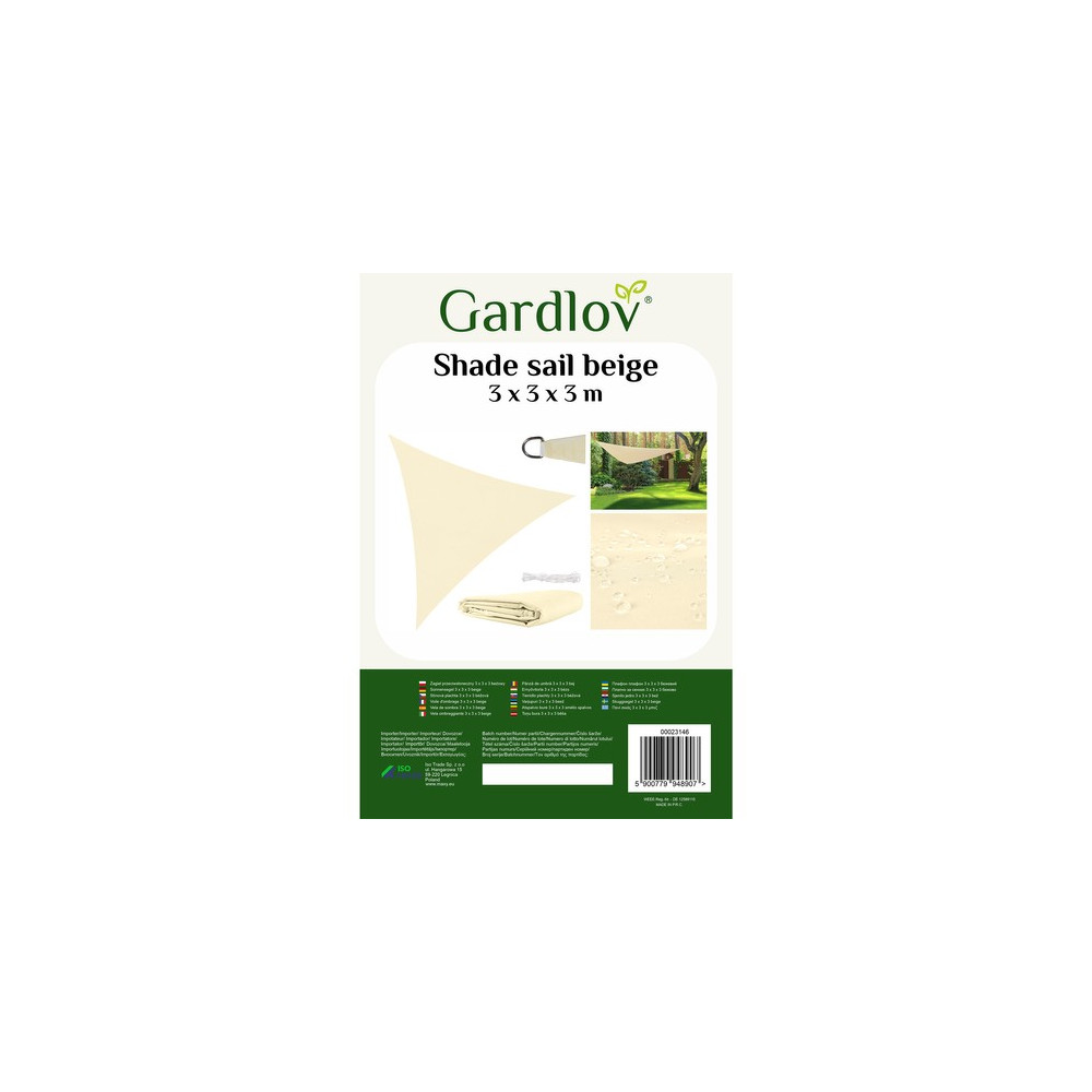 Segel solskydd 3x3x3 beige Gardlov 23146