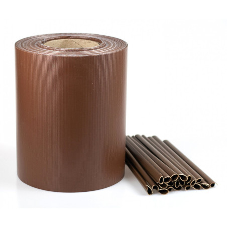 Stängselband med klämmor 19 cm x 35 m brun | HandlaSmidigt.se