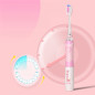 Sonic tandborste för barn SEAGO, rosa färg, 1xAAA 1,5V (batteri ingår ej), 3 borsthuvuden, SG-977 Pink
