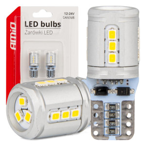 LED-lampor Canbus T10E W5W 15x2016 SMD vit 12V 24V AMIO-03723