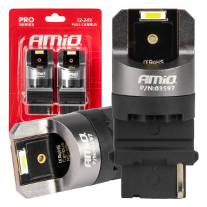 LED-lampor full canbus pro series p27w t25 2x1860smd vita 12v 24v amio-03597