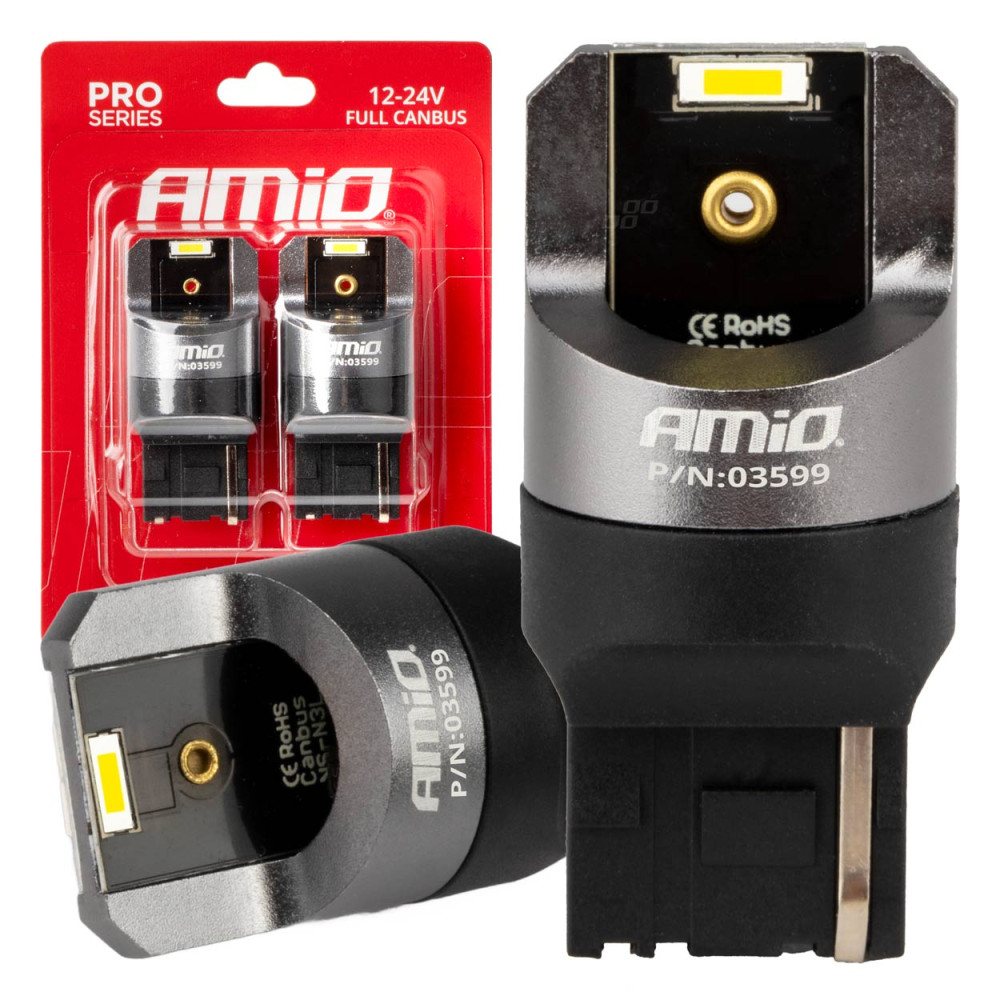 Żarówki led full canbus w21w 2smd 7440 white amio-03599 Żarówki led full canbus w21w 2smd 7440 white amio-03599