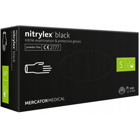 Nitrilhandskar svarta Mercator Nitrylex Black storlek S 100 st.