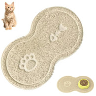 DA152B Matta under skålen för hund katt beige
