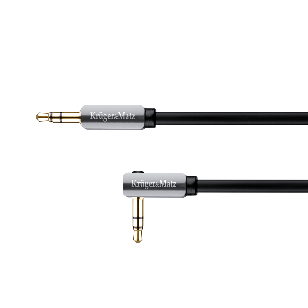 Kabel wtyk kątowy - wtyk prosty  jack 3.5  stereo 1.0m Kruger&Matz