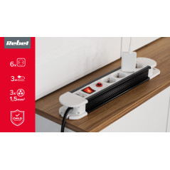 Nätverkslist Rebel med 6 tyska uttag, 3 m kabel (3x1,5)