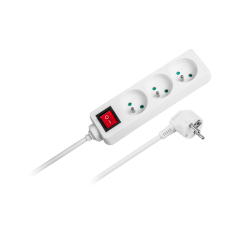 Förlängningssladd vit Rebel med strömbrytare 3 uttag - 5m (1,5mm)