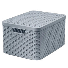 Korg med lock Curver Rattan Style L ljusgrå | HandlaSmidigt.se