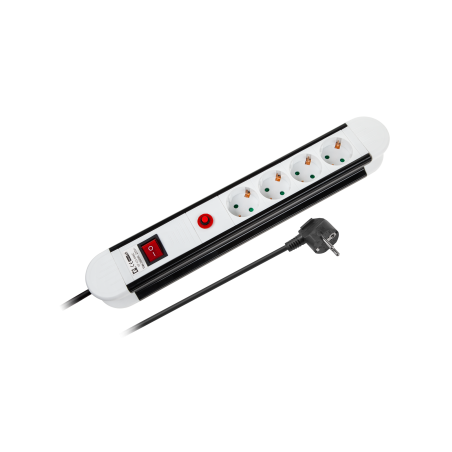 Strömförsörjningslist Rebel German typ 4 uttag - 1,5m (1,5mm)