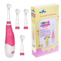 Sonic-tandborste för barn från SEAGO, rosa färg, 1xAAA 1,5V (batteri ingår ej), 4 borsthuvuden, SG-902 Pink. | HandlaSmidigt.se