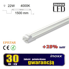 LED-rör 150 cm 22w T8 4000k G13 neutral transparent