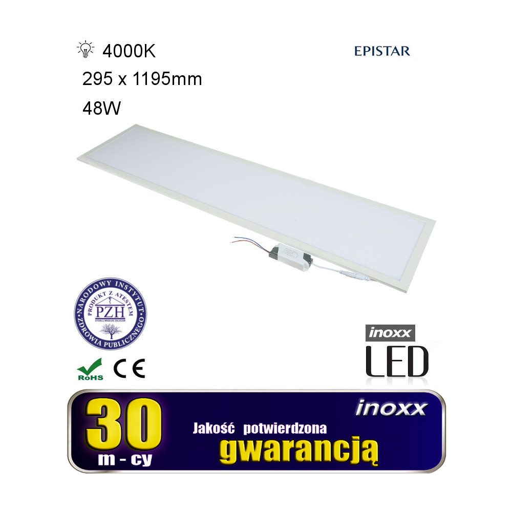 Panel led sufitowy 120x30 48w lampa slim kaseton 4000k neutralny Panel led sufitowy 120x30 48w lampa slim kaseton 4000k neutralny