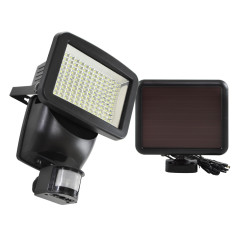 Solcellslampa med LED-strålkastare med 120 SMD-dioder med rörelse- och skymningssensor.