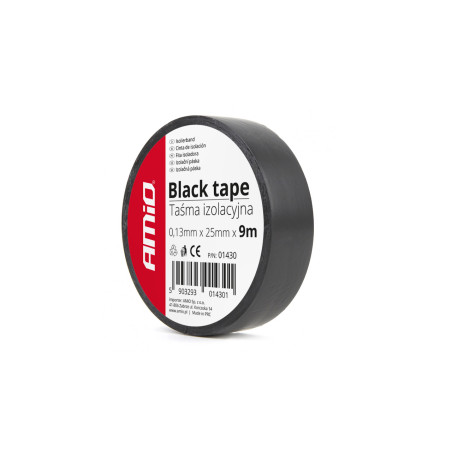 Isoleringsband svart skotskrut 25mm x 9m amio-01430