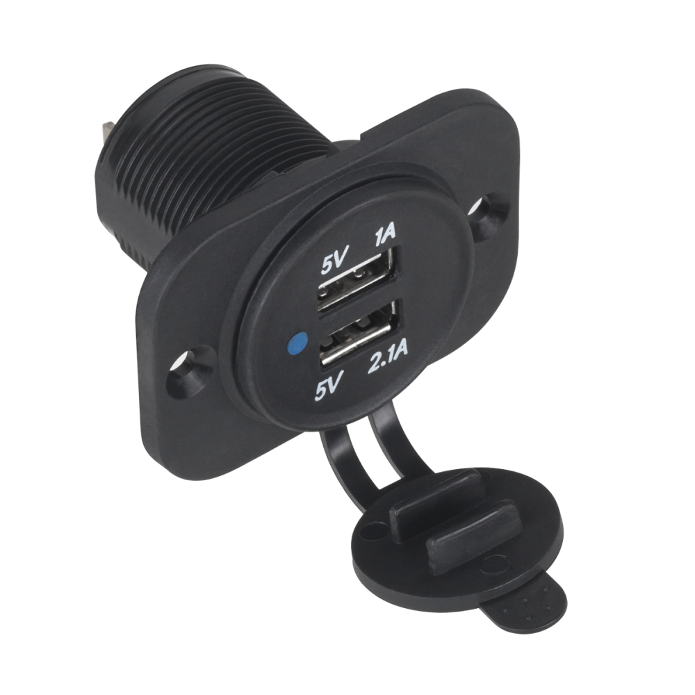 Ładowarka samochodowa USB 12/24V 1A+2.1A montażowa LXG526 Ładowarka samochodowa USB 12/24V 1A+2.1A montażowa LXG526