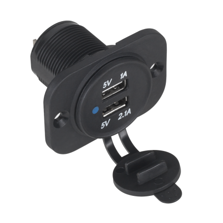 Biladdare för bil USB 12/24V 1A+2.1A monteringsbar LXG526