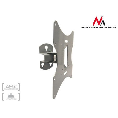 Fäste för TV eller monitor från Maclean, universellt, max VESA 200x200, 23-50 tum, 30 kg, silver, MC-501A S.