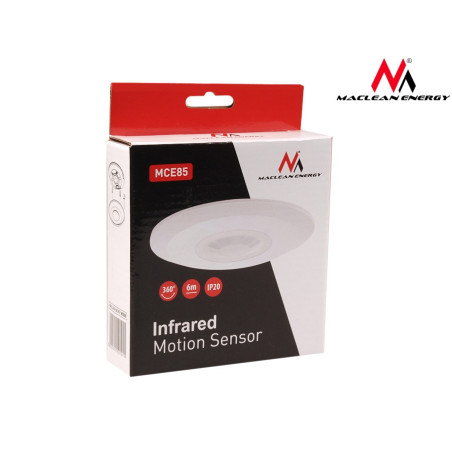 Rörelsedetektor PIR Maclean, infraröd, modern platt, räckvidd 6m, MCE85