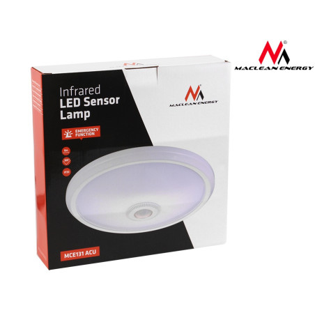 LED-taklampa med rörelsesensor och nödströmförsörjning från Maclean, PIR-sensor och nödströmförsörjning, räckvidd 6m, 12W, neutr