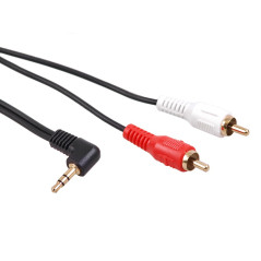 Kabel Maclean, Mini-jack 3,5 mm, Vinklad, 2RCA, 1m, Svart, MCTV-824