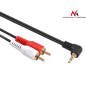 Kabel Maclean, Mini-jack 3,5 mm, Vinklad, 2RCA, 1m, Svart, MCTV-824