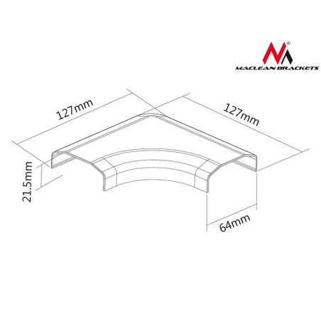 Listmask Maclean, För kablar, Hörn, Plastiksystem, Mått 127x127x21,5 mm, MC-697