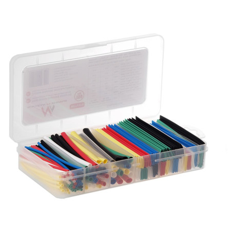 Set med termoskrumpande ärmar från Maclean, 7 färger, längd 95mm, bredd 2mm, 4mm, 6mm, 8mm, 10mm, 12mm, 196 st, MCTV-679.