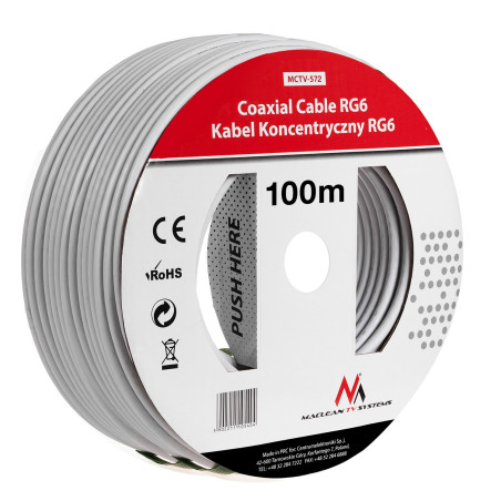 Koaxialkabel Maclean, Satellitantennkabel, 1.0CCS RG6, 100M, MCTV-572