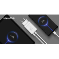 Nätadapter Kruger&Matz 65 W GaN med Power Delivery- och Quick Charge-funktion