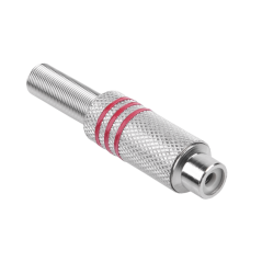 RCA-kontakt silver 3 ränder på röd kabel