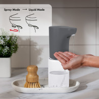 Automatisk dispenser Promedix, vätskebehållare för flytande tvål, desinfektionsmedel, 300 ml, 4xAA, grå, PR-540 GR.
