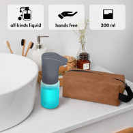 Automatisk dispenser Promedix, vätskebehållare för flytande tvål, desinfektionsmedel, 300 ml, 4xAA, grå, PR-540 GR.