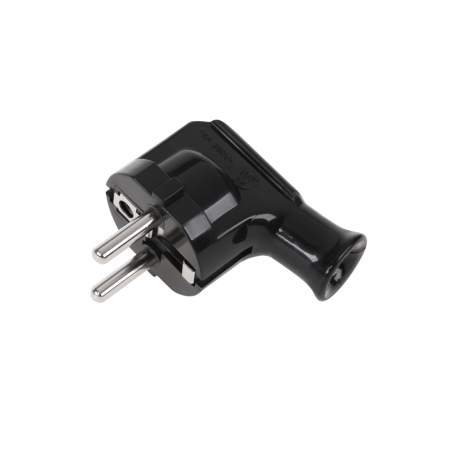 Vinklad stickkontakt med jordning, svart WT-35-2