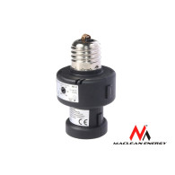 Lampfattning E27 Maclean, 100W, med skymningssensor, timer, MCE21B
